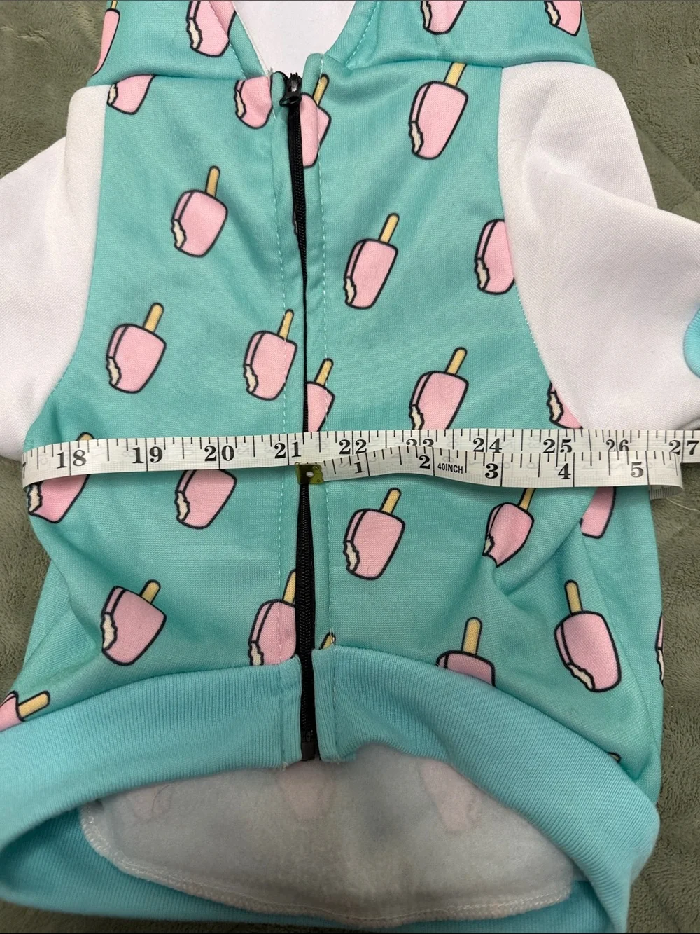 Frenchie Mint Dog Hoodie with Pink Popsicle Print